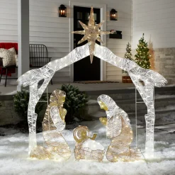 Sale 72 in. Nativity Scene with White LED Lights Yard Decorations