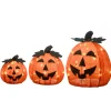 15 in. 3-Piece Halloween Pre-Lit Happy Jack-O-Lantern Trio with LED Lights Outdoor Decorations