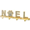 Best 5 in. 4-Piece Silver Sparkle NOEL Christmas Stocking Holders, Silver and Gold with Paw Print Decorative Accents