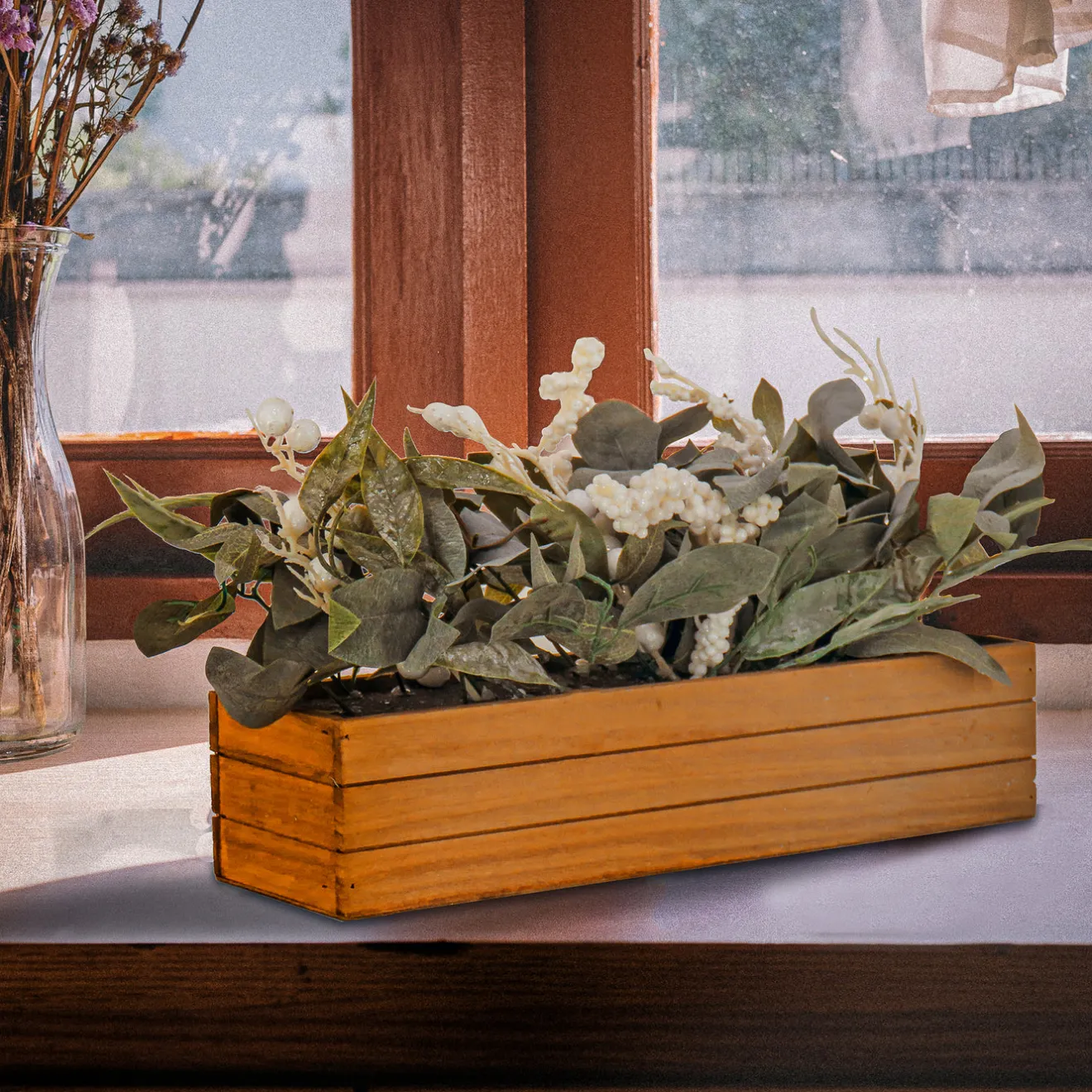 Sale 22 in. Planter Box with Christmas Greenery Centerpieces