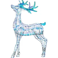 Outlet 48 in. Pre Lit Iridescent Reindeer Decoration with Cool White LED Lights Yard Decorations