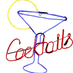 Clearance 23 in. Pre-Lit 2D Neon Multi Color Cocktails Hanging Outdoor Decoration with LED Lights Outdoor Decor