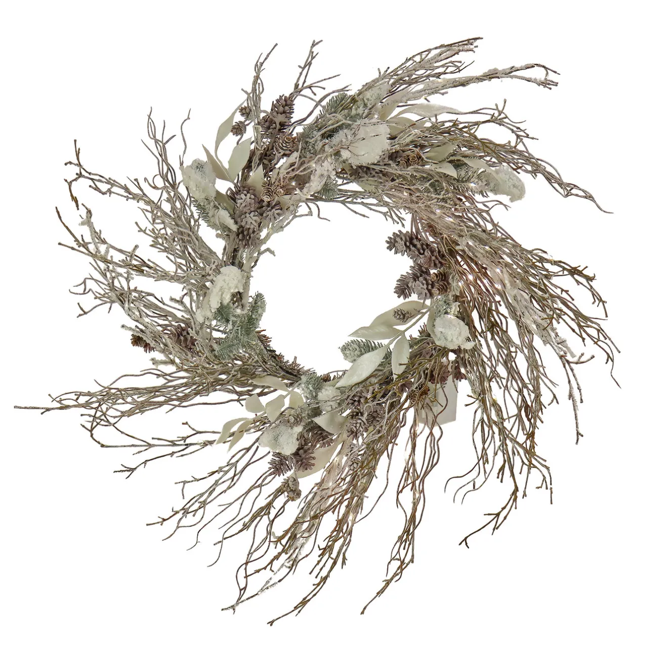 Discount 24 in. Pre-Lit Alpine Snow Lump Wreath with Pure White LED Rice Lights Pre-Lit Christmas Wreaths|21-24 Inch Christmas Wreaths
