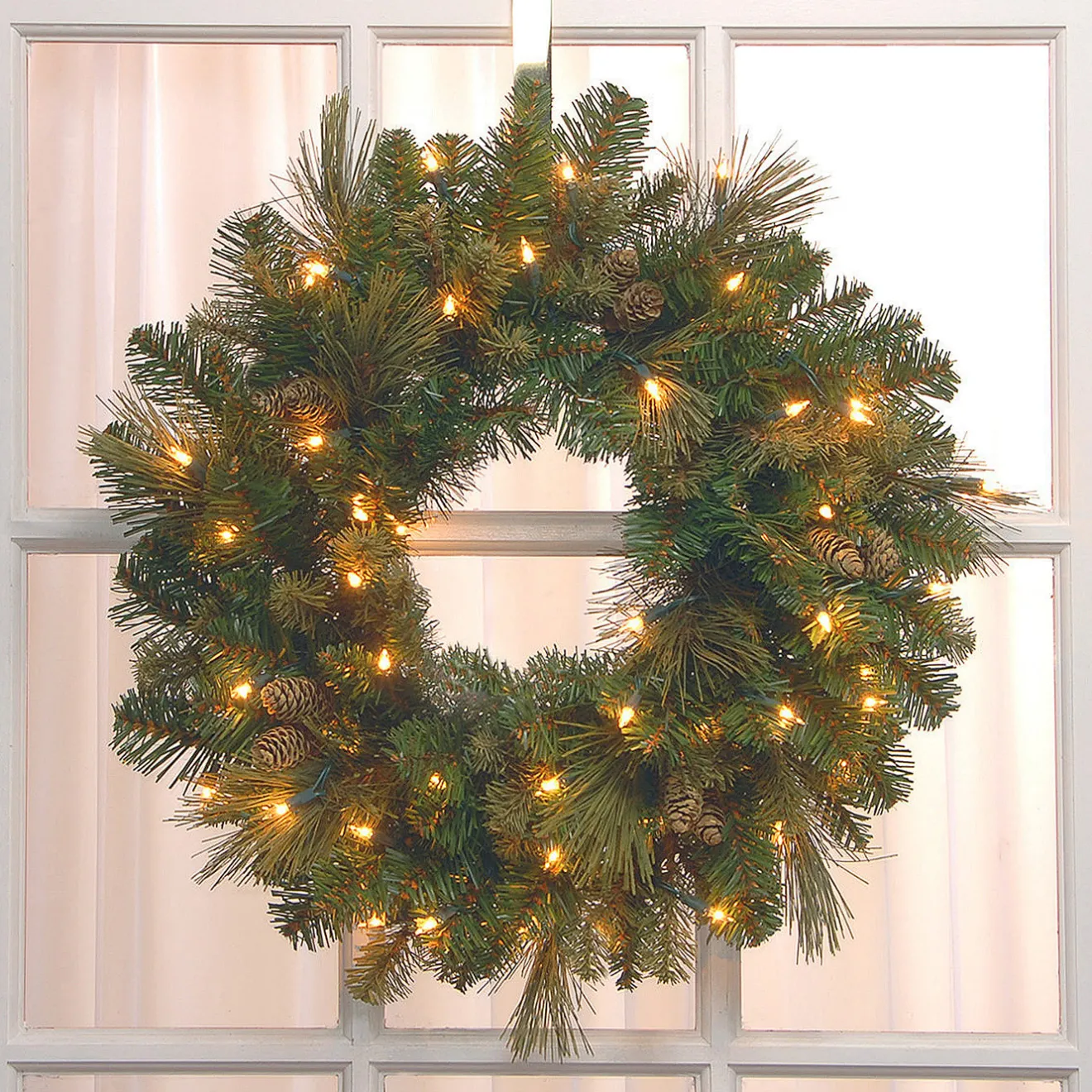24 in. Pre-Lit Carolina Pine Wreath with LED Lights Pre-Lit Christmas Wreaths|21-24 Inch Christmas Wreaths