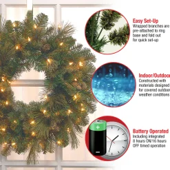 24 in. Pre-Lit Carolina Pine Wreath with LED Lights Pre-Lit Christmas Wreaths|21-24 Inch Christmas Wreaths