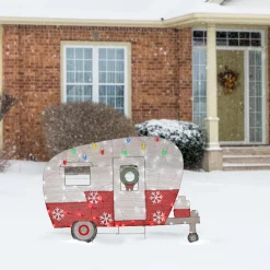 Clearance 32 in. Pre-Lit Christmas Camper Yard Decorations