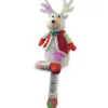 33 in. Pre-Lit Cotton Reindeer with Battery Operated LED Lights Decorative Accents