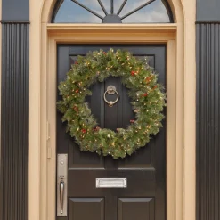 Best 36 in. Pre-Lit Crestwood Spruce Wreath with Clear Lights Pre-Lit Christmas Wreaths|25-36 Inch Christmas Wreaths