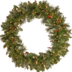 Best 36 in. Pre-Lit Crestwood Spruce Wreath with Clear Lights Pre-Lit Christmas Wreaths|25-36 Inch Christmas Wreaths