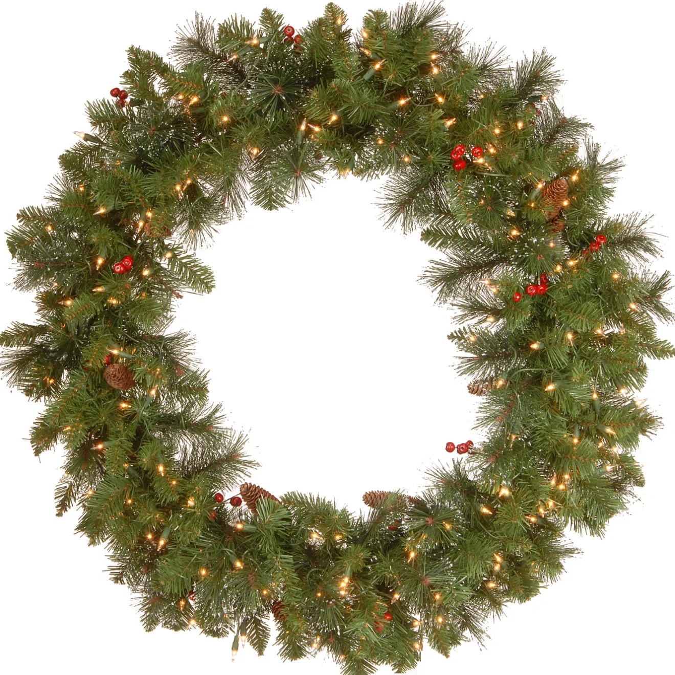 Best 36 in. Pre-Lit Crestwood Spruce Wreath with Clear Lights Pre-Lit Christmas Wreaths|25-36 Inch Christmas Wreaths