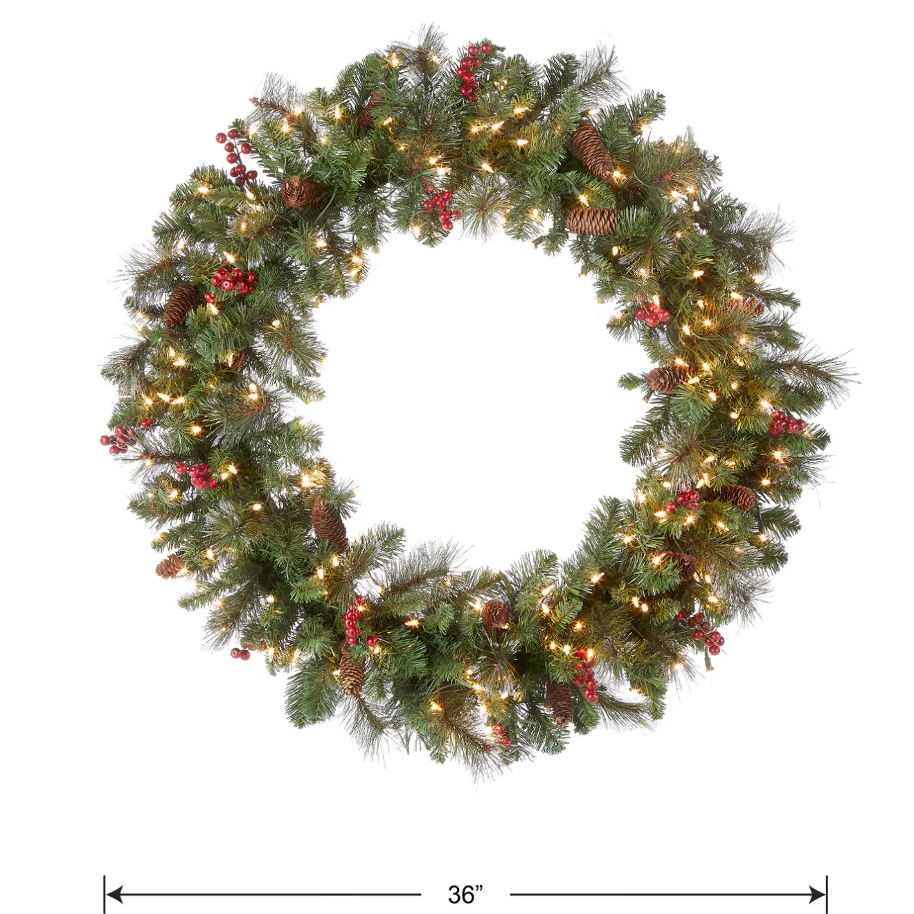 Best 36 in. Pre-Lit Crestwood Spruce Wreath with Clear Lights Pre-Lit Christmas Wreaths|25-36 Inch Christmas Wreaths