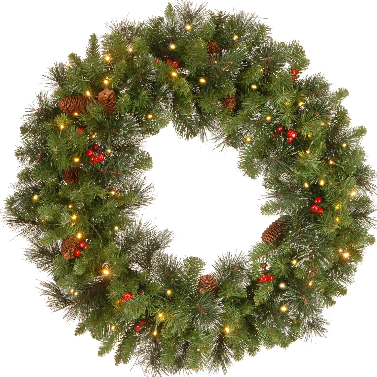 Sale 30 in. Pre-Lit Crestwood Spruce Wreath with Clear Lights Pre-Lit Christmas Wreaths|25-36 Inch Christmas Wreaths
