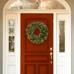 Sale 30 in. Pre-Lit Crestwood Spruce Wreath with Clear Lights Pre-Lit Christmas Wreaths|25-36 Inch Christmas Wreaths