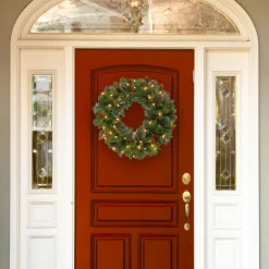 24 in. Pre-Lit Crestwood Spruce Wreath with Warm White LED Lights Pre-Lit Christmas Wreaths|21-24 Inch Christmas Wreaths