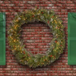 Clearance 48 in. Pre-Lit Crestwood Spruce Wreath with Clear Lights Pre-Lit Christmas Wreaths|37-60 Inch Christmas Wreaths