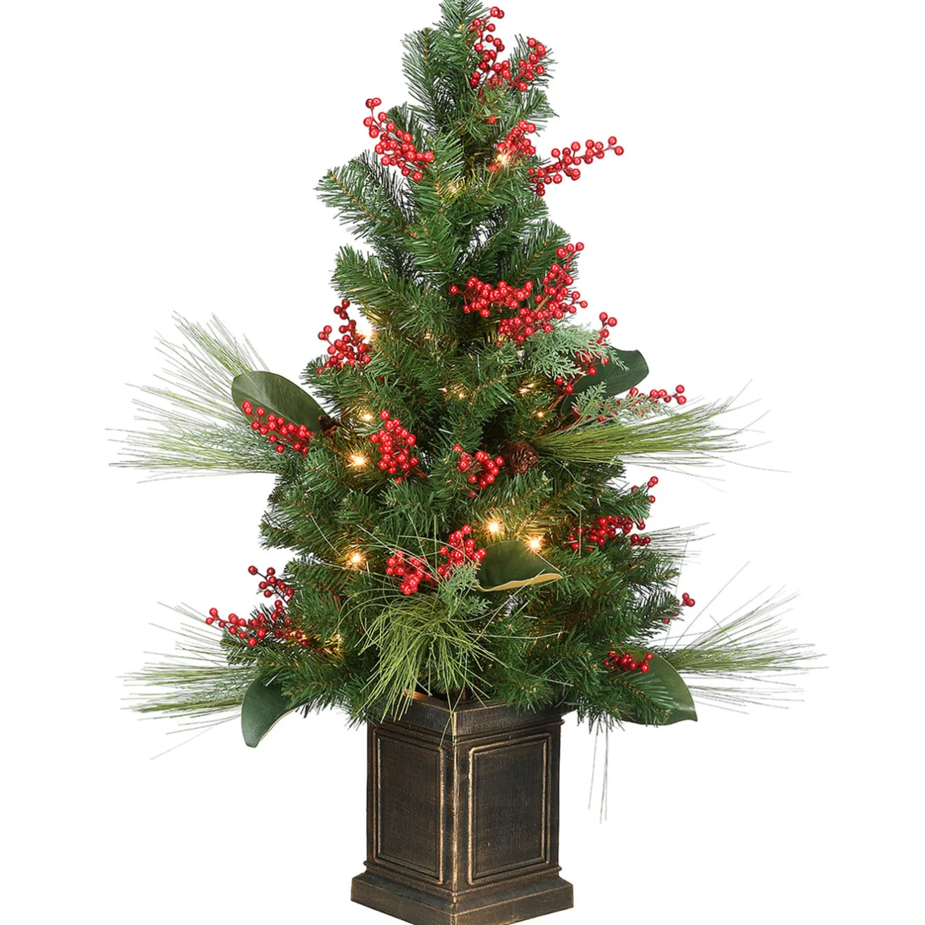 New 40 in. Pre-Lit Decorative Collection Magnolia Tree with Clear Lights Entrance|Pre-Lit