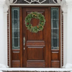 Sale 24 in. Pre-Lit Glistening Pine Wreath with LED Lights Pre-Lit Christmas Wreaths|21-24 Inch Christmas Wreaths