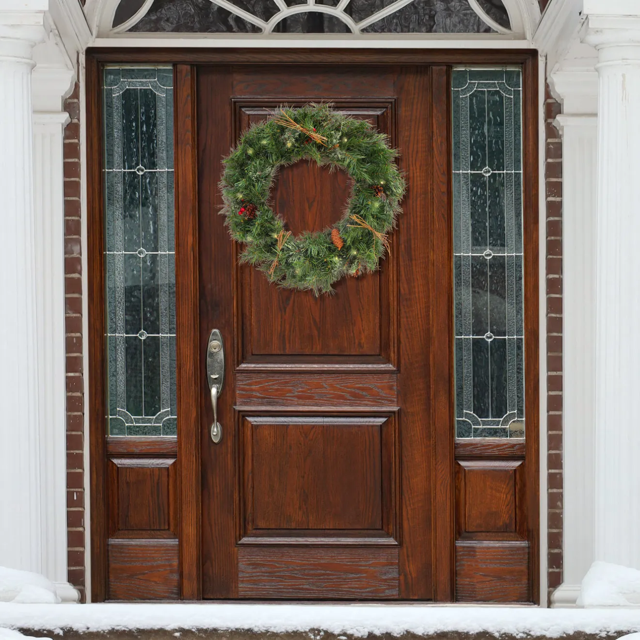 Sale 24 in. Pre-Lit Glistening Pine Wreath with LED Lights Pre-Lit Christmas Wreaths|21-24 Inch Christmas Wreaths