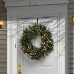 Online 30 in. Pre-Lit Glittery Bristle Pine Wreath with Dual Color LED Cosmic Lights Pre-Lit Christmas Wreaths|25-36 Inch Christmas Wreaths