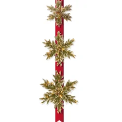 Clearance 70 in. Pre-Lit Glittery Bristle Pine Snowflake with White Lights Pre-Lit Christmas Wreaths|37-60 Inch Christmas Wreaths