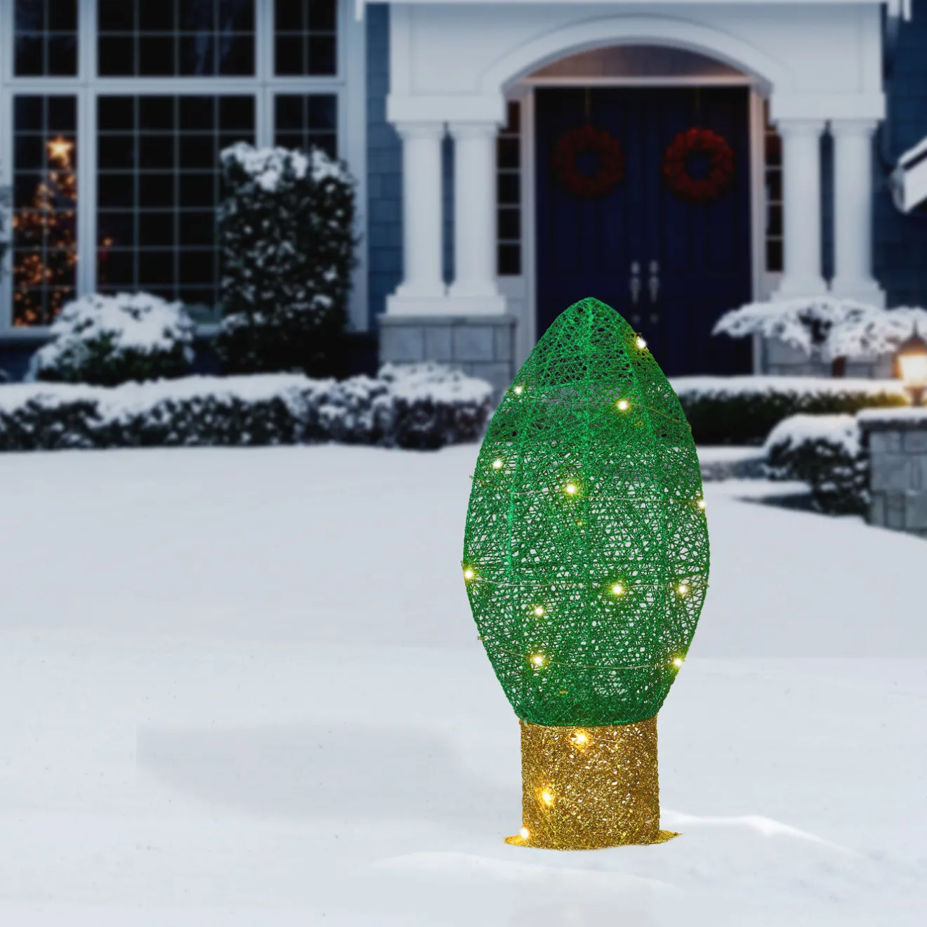 Sale 20 in. Pre-Lit Green Christmas Light Bulb Decoration Yard Decorations
