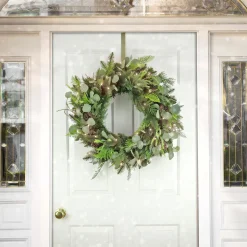Discount 28 in. Pre-Lit HGTV Home Collection Frosted Wreath with LED Lights Pre-Lit Christmas Wreaths|25-36 Inch Christmas Wreaths