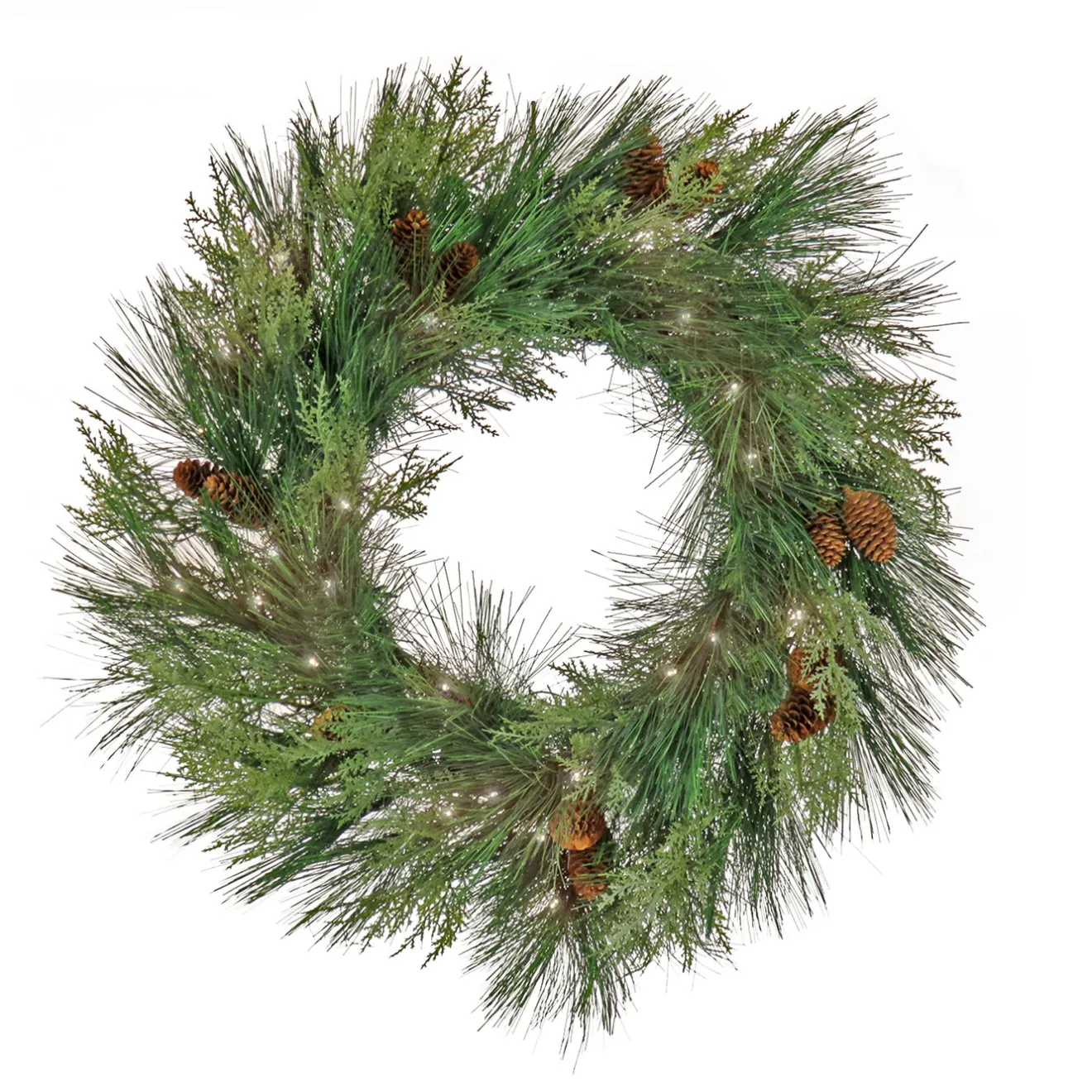 Discount 28 in. Pre-Lit HGTV Home Collection Black Tie Cedar Wreath Pre-Lit Christmas Wreaths|25-36 Inch Christmas Wreaths