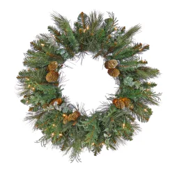 Online 24 in. Pre-Lit North Conway Wreath with Clear Lights Pre-Lit Christmas Wreaths|21-24 Inch Christmas Wreaths