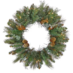 30 in. Pre-Lit North Conway Wreath with Clear Lights Pre-Lit Christmas Wreaths|25-36 Inch Christmas Wreaths