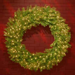 Discount 48 in. Pre-Lit Norwood Fir Wreath with Warm White LED Lights 37-60 Inch Christmas Wreaths