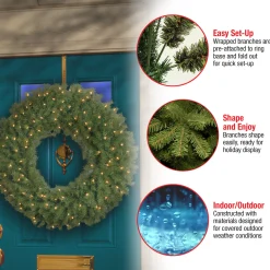 Discount 36 in. Pre-Lit Norwood Fir Wreath with Clear Lights Pre-Lit Christmas Wreaths|25-36 Inch Christmas Wreaths