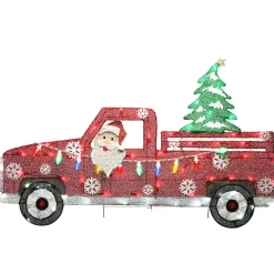 Outlet 27 in. Pre-Lit Santa in Red Truck Yard Decorations
