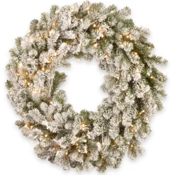 Online 30 in. Pre-Lit Snowy Sheffield Spruce Wreath with Twinkly LED Lights Pre-Lit Christmas Wreaths|25-36 Inch Christmas Wreaths