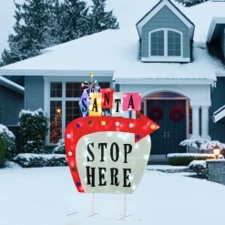 Clearance 50 in. Pre-Lit Vintage Vegas Santa Sign Yard Decorations