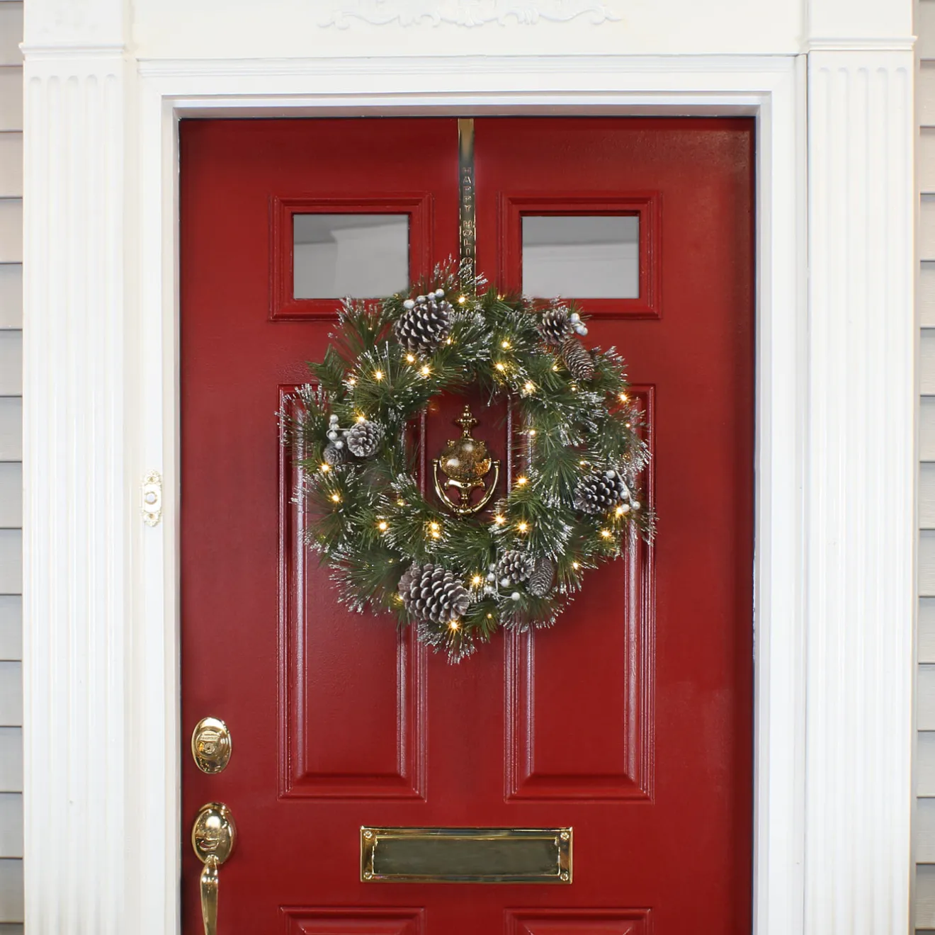 Hot 24 in. Pre-Lit Whitter Pine Wreath with LED Lights 21-24 Inch Christmas Wreaths