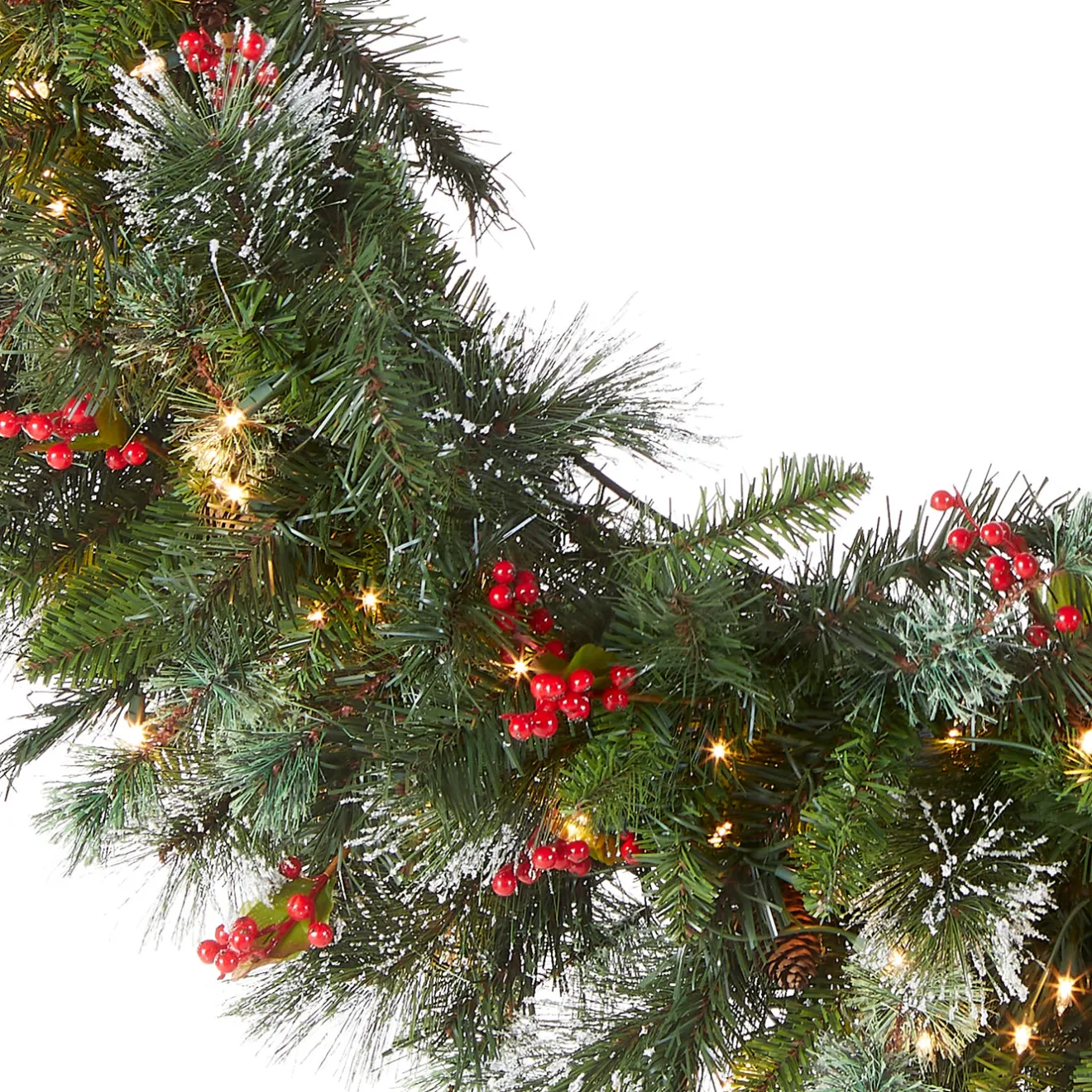 Sale 48 in. Pre-Lit Wintry Pine Wreath with Clear Lights Pre-Lit Christmas Wreaths|37-60 Inch Christmas Wreaths