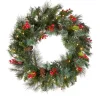 Online 24 in. Pre-Lit Wintry Pine Wreath with Clear Lights Pre-Lit Christmas Wreaths|21-24 Inch Christmas Wreaths