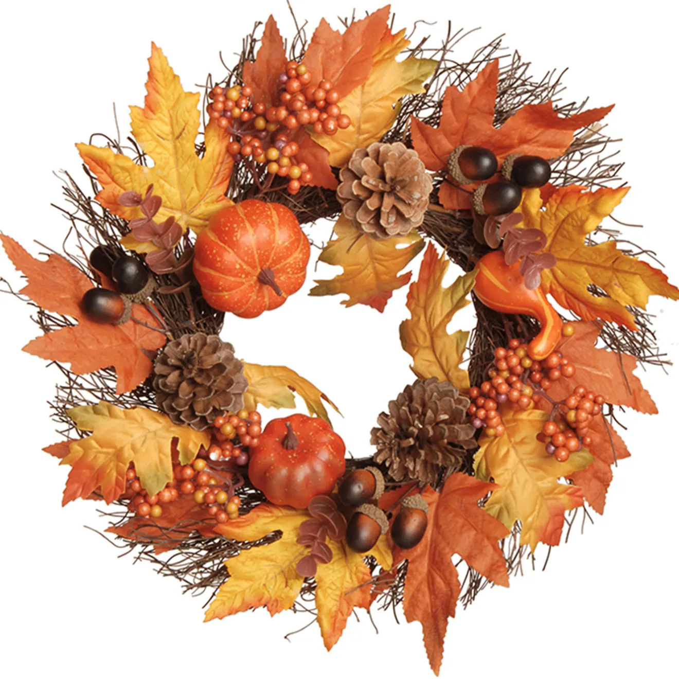 Clearance 15 in. Pumpkins and Maple Leaves Wreath Wreaths