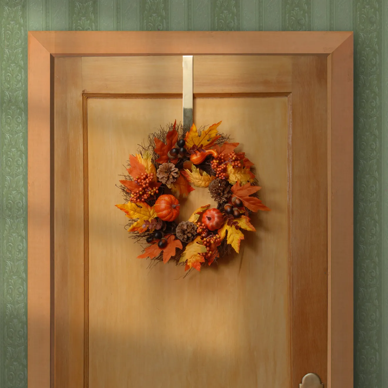 Clearance 15 in. Pumpkins and Maple Leaves Wreath Wreaths
