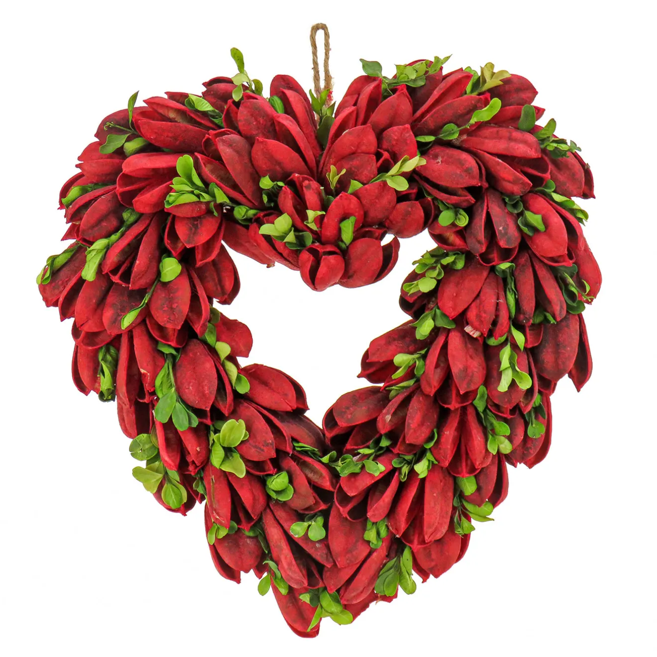 12 in. Red Petals and Leaves Floral Valentine’s Heart Wreaths