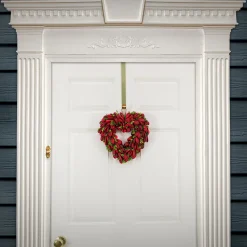 12 in. Red Petals and Leaves Floral Valentine’s Heart Wreaths