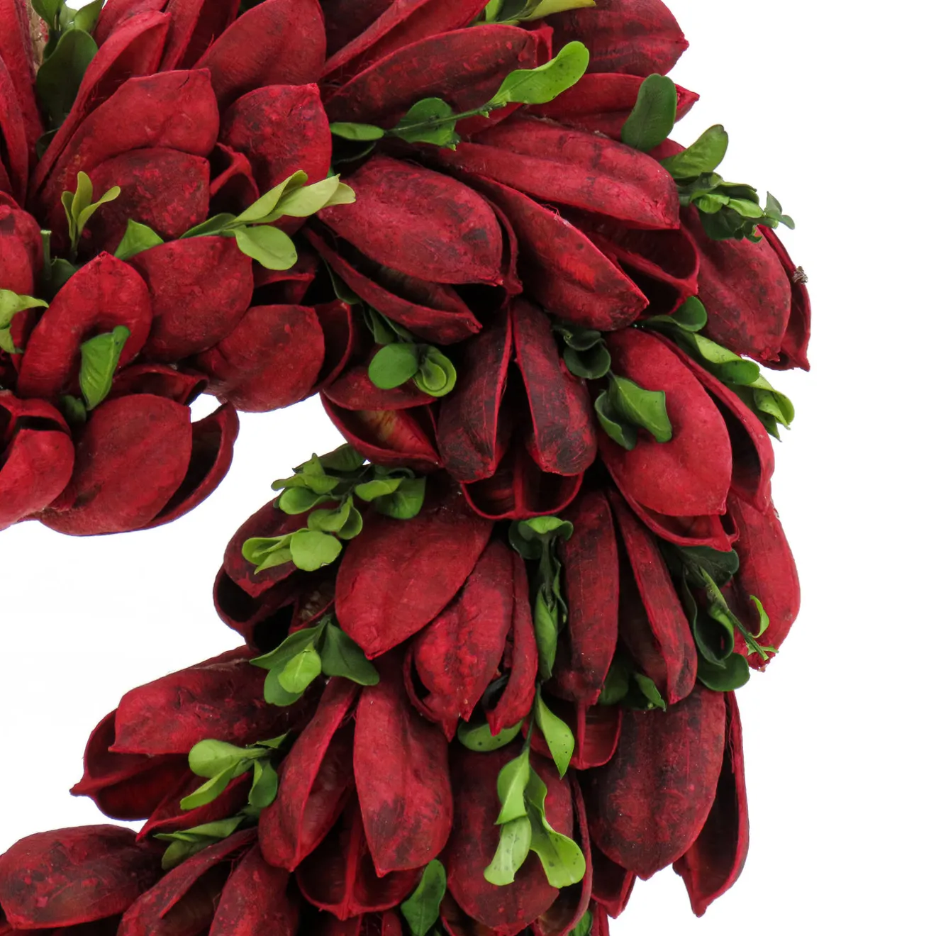 12 in. Red Petals and Leaves Floral Valentine’s Heart Wreaths
