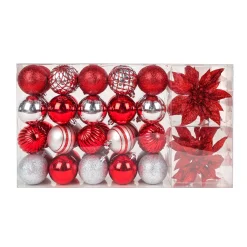 Clearance 10 in. Red Xmas Ball Set, Shatterproof Tree Ornaments