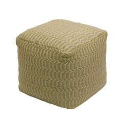 Outlet 16 in. Sand Hand Woven Pouf Ottoman Patio Furniture