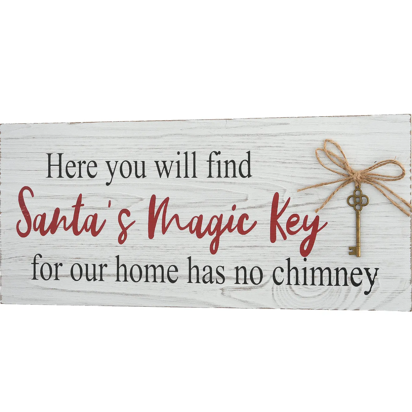 Hot 16 in. Santa's Key Tabletop Ornate Christmas Sign, White and Red Decorative Accents
