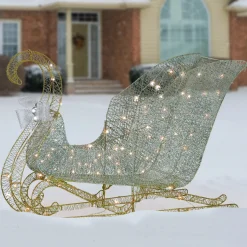 48 in. Santas Sleigh with Cool White LED Lights Yard Decorations
