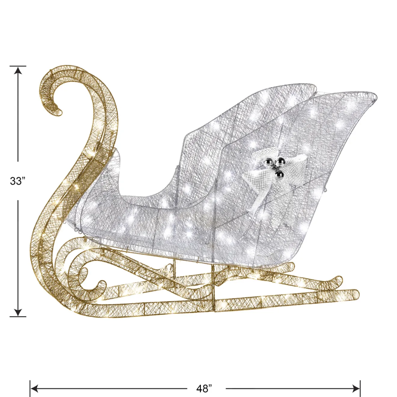 48 in. Santas Sleigh with Cool White LED Lights Yard Decorations
