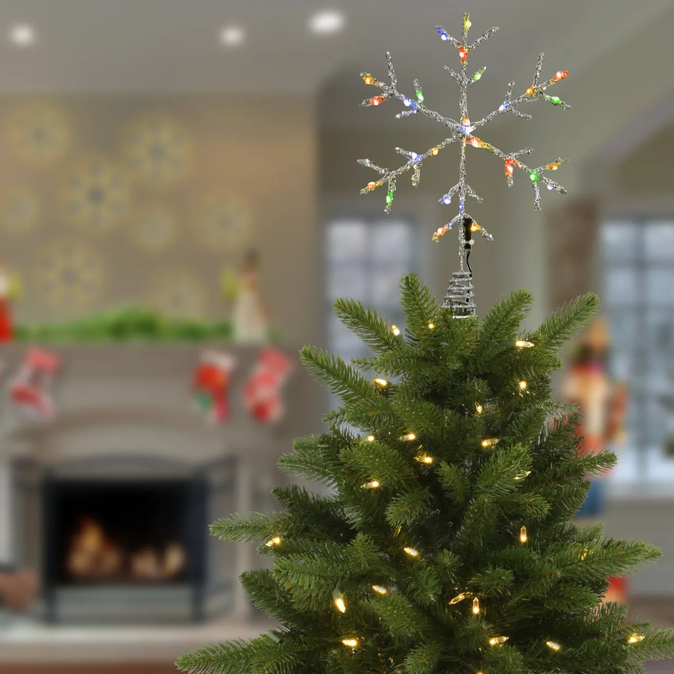 Best 14.5 in. Snowflake Tree Top for Artificial Trees with Dual Color Lights Tree Toppers