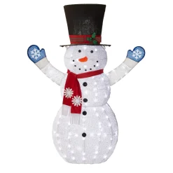 New 72 in. Snowman Decoration with White LED Lights Yard Decorations