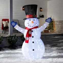 New 72 in. Snowman Decoration with White LED Lights Yard Decorations